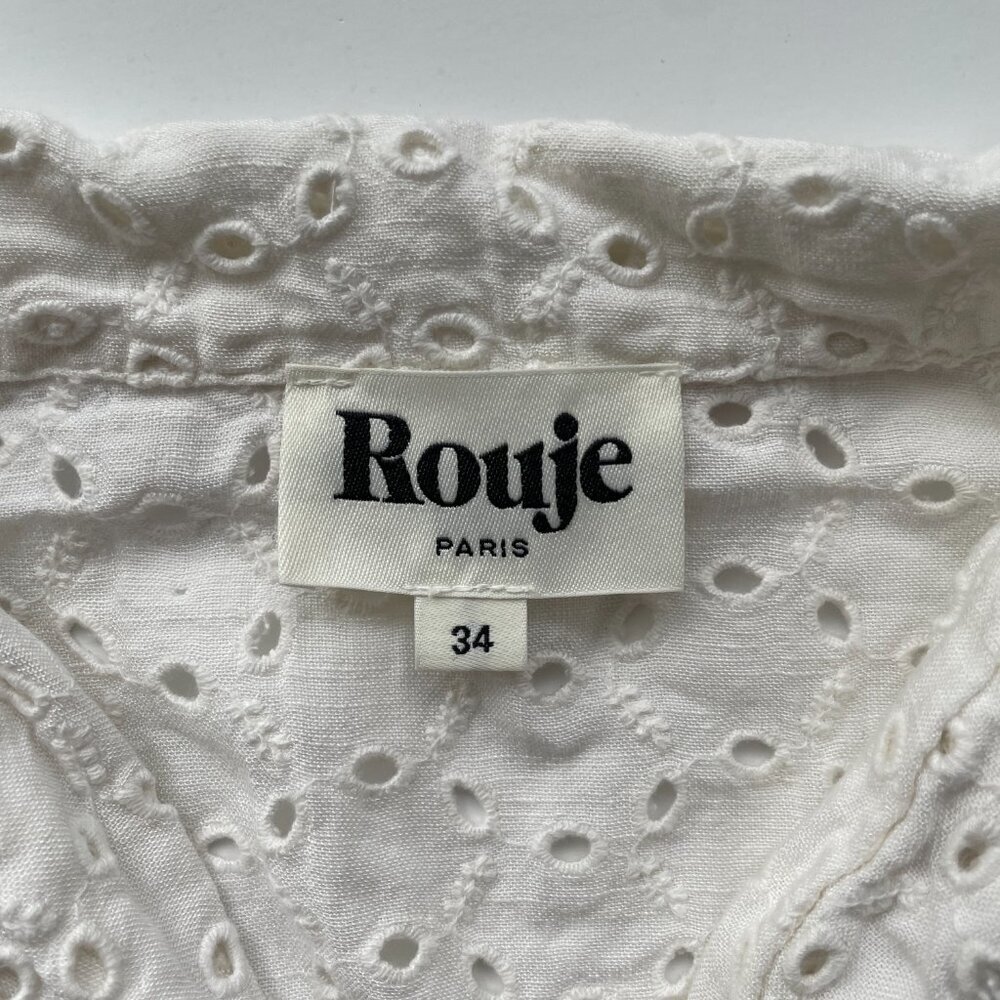 Rouje Paris Aneth White Eyelet Button Shirt Blouse Top - Picture 5 of 8